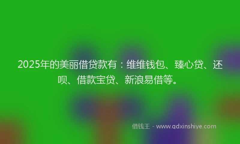 2025年的美丽借贷款有：维维钱包、臻心贷、还呗、借款宝贷、新浪易借等。