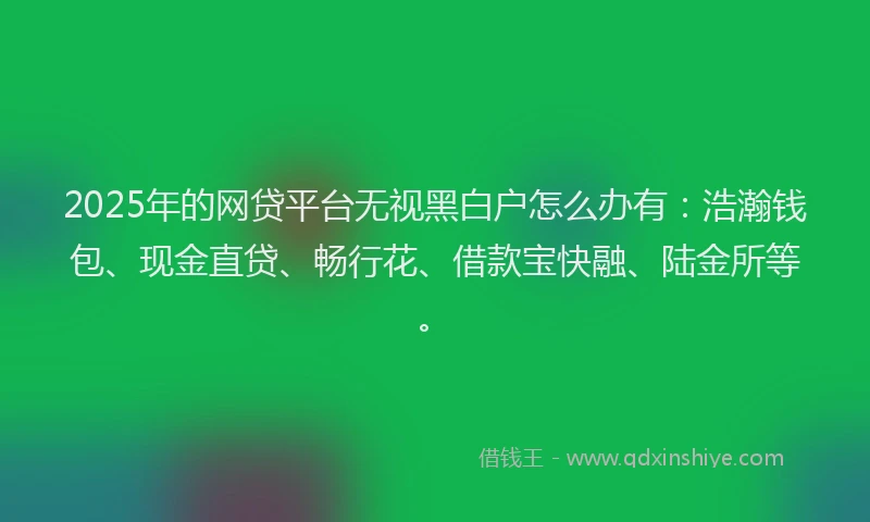 2025年的网贷平台无视黑白户怎么办有：浩瀚钱包、现金直贷、畅行花、借款宝快融、陆金所等。