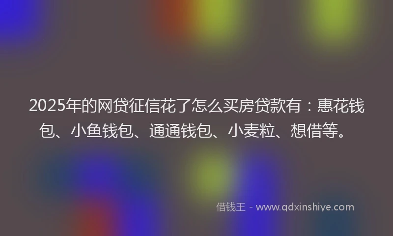 2025年的网贷征信花了怎么买房贷款有：惠花钱包、小鱼钱包、通通钱包、小麦粒、想借等。