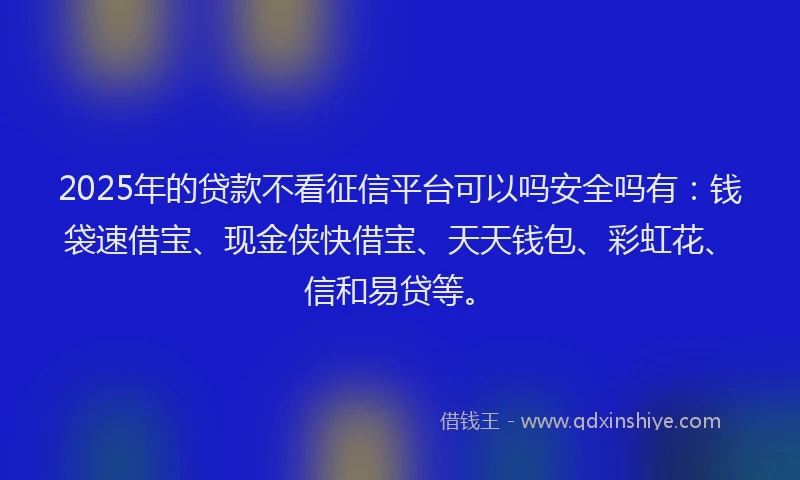 2025年的贷款不看征信平台可以吗安全吗有：钱袋速借宝、现金侠快借宝、天天钱包、彩虹花、信和易贷等。