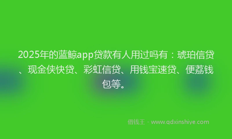 2025年的蓝鲸app贷款有人用过吗有：琥珀信贷、现金侠快贷、彩虹信贷、用钱宝速贷、便荔钱包等。