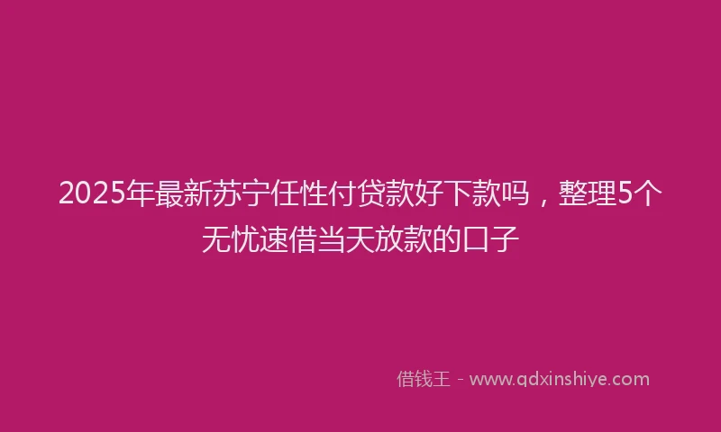 2025年最新苏宁任性付贷款好下款吗，整理5个无忧速借当天放款的口子
