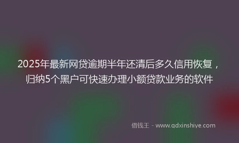 2025年最新网贷逾期半年还清后多久信用恢复，归纳5个黑户可快速办理小额贷款业务的软件