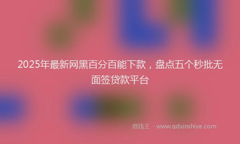 2025年最新网黑百分百能下款，盘点五个秒批无面签贷款平台