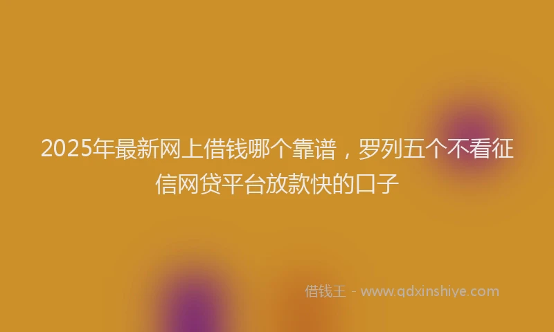 2025年最新网上借钱哪个靠谱,罗列五个不看征信网贷平台放款快的口子