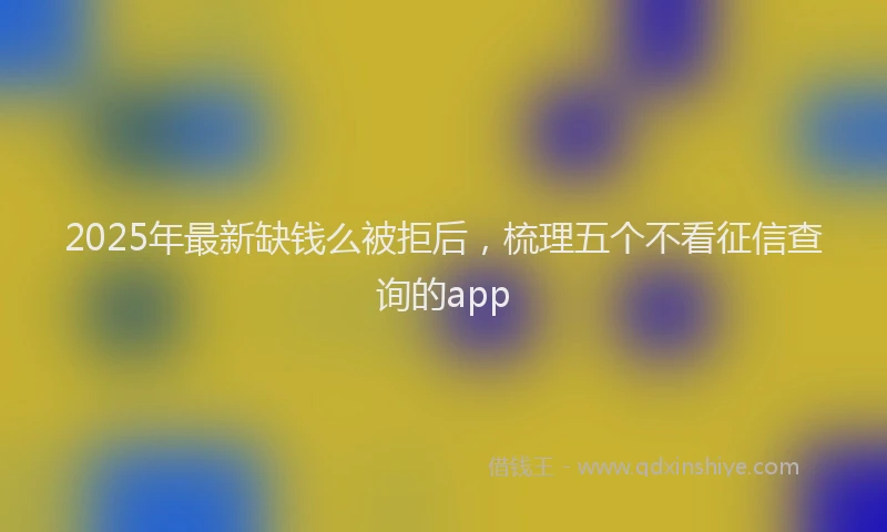 2025年最新缺钱么被拒后，梳理五个不看征信查询的app