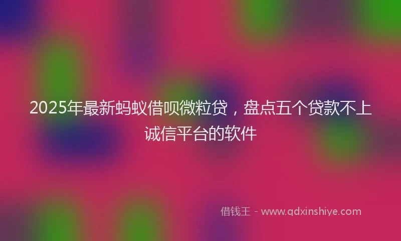 2025年最新蚂蚁借呗微粒贷，盘点五个贷款不上诚信平台的软件