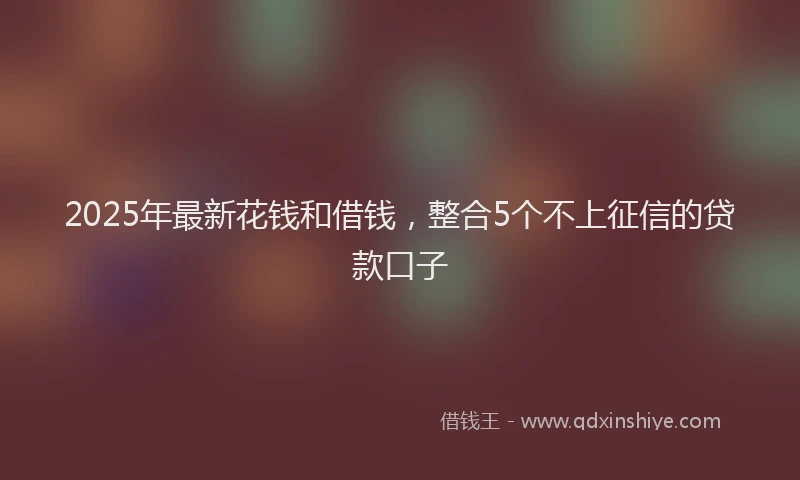 2025年最新花钱和借钱，整合5个不上征信的贷款口子
