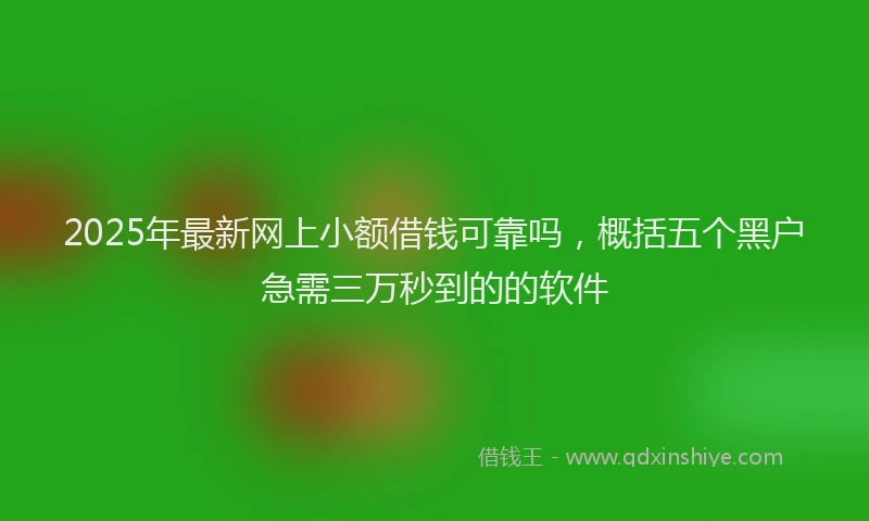 2025年最新网上小额借钱可靠吗，概括五个黑户急需三万秒到的的软件