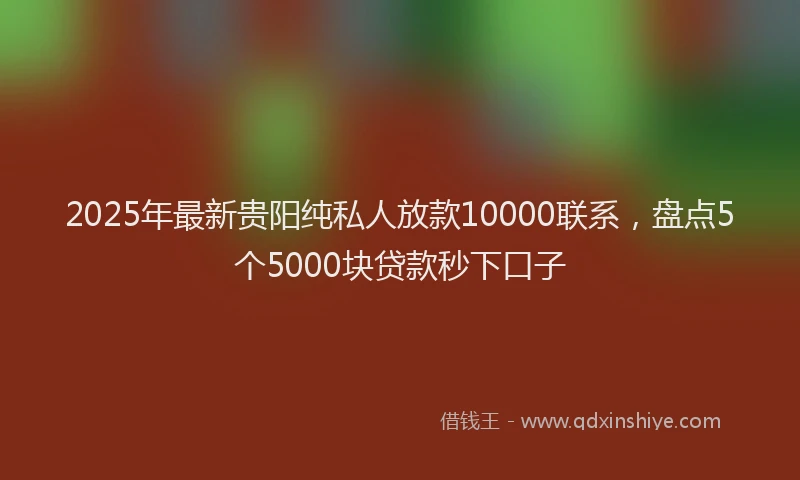 2025年最新贵阳纯私人放款10000联系，盘点5个5000块贷款秒下口子