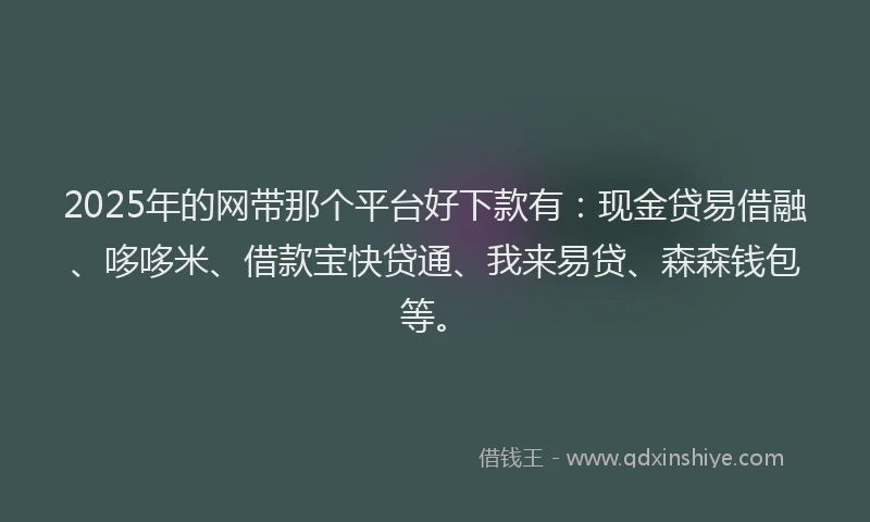 2025年的网带那个平台好下款有：现金贷易借融、哆哆米、借款宝快贷通、我来易贷、森森钱包等。