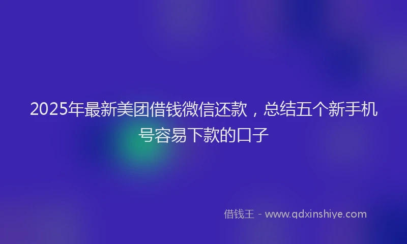 2025年最新美团借钱微信还款，总结五个新手机号容易下款的口子