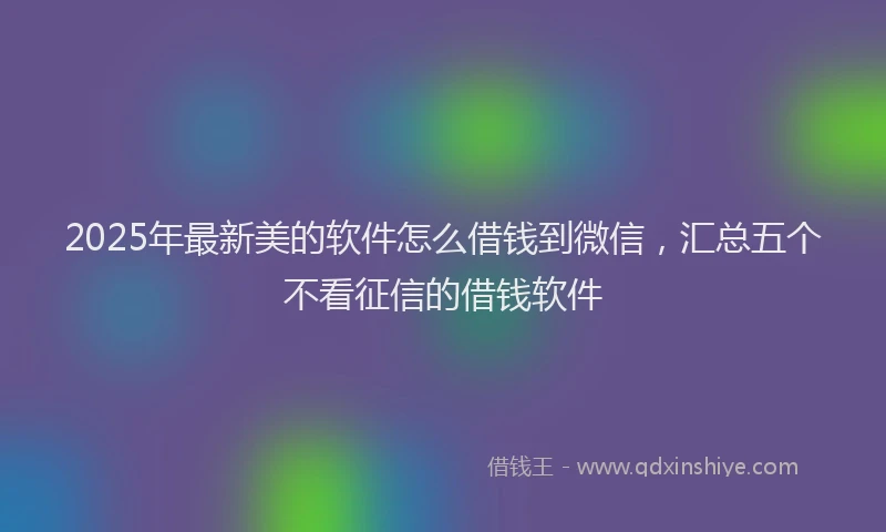 2025年最新美的软件怎么借钱到微信，汇总五个不看征信的借钱软件