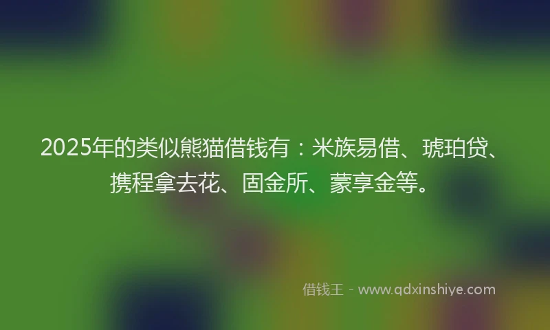 2025年的类似熊猫借钱有：米族易借、琥珀贷、携程拿去花、固金所、蒙享金等。
