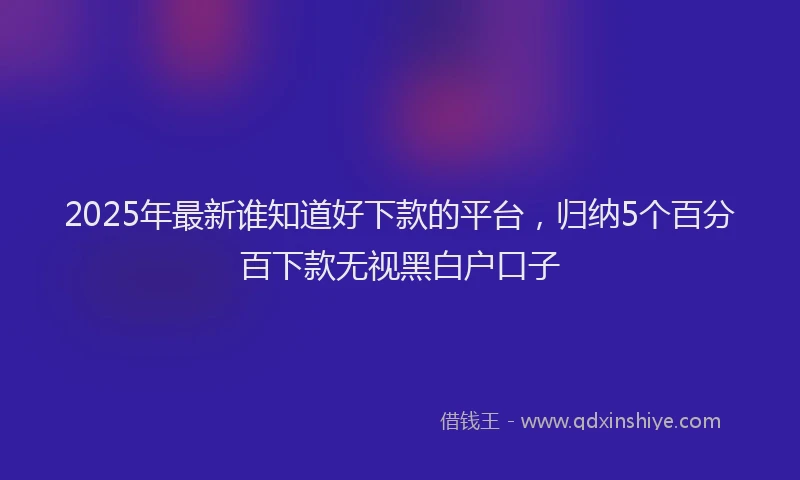 2025年最新谁知道好下款的平台，归纳5个百分百下款无视黑白户口子