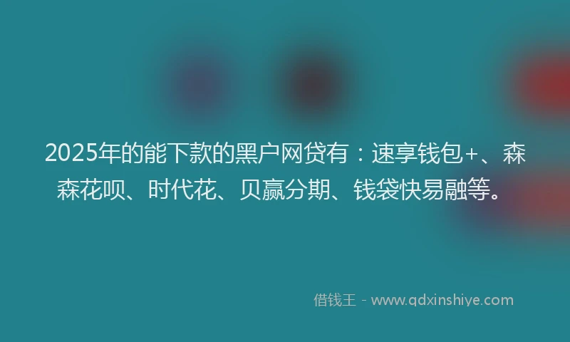 2025年的能下款的黑户网贷有：速享钱包+、森森花呗、时代花、贝赢分期、钱袋快易融等。