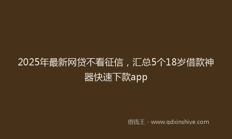 2025年最新网贷不看征信，汇总5个18岁借款神器快速下款app