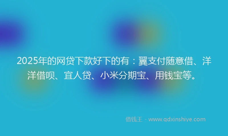 2025年的网贷下款好下的有：翼支付随意借、洋洋借呗、宜人贷、小米分期宝、用钱宝等。