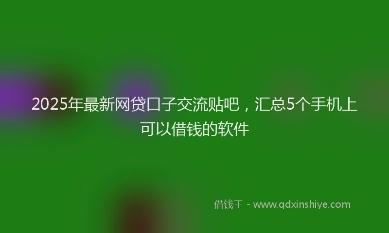2025年最新网贷口子交流贴吧，汇总5个手机上可以借钱的软件