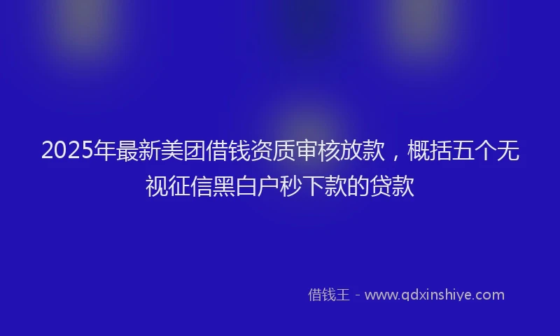 2025年最新美团借钱资质审核放款，概括五个无视征信黑白户秒下款的贷款