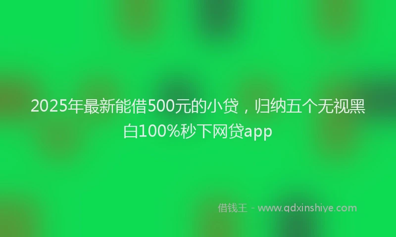 2025年最新能借500元的小贷，归纳五个无视黑白100%秒下网贷app