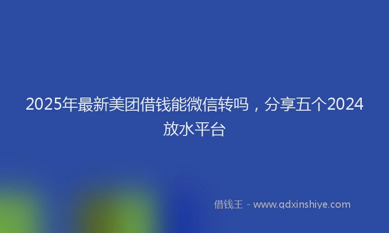 2025年最新美团借钱能微信转吗，分享五个2024放水平台