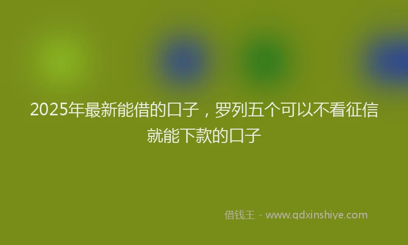 2025年最新能借的口子，罗列五个可以不看征信就能下款的口子