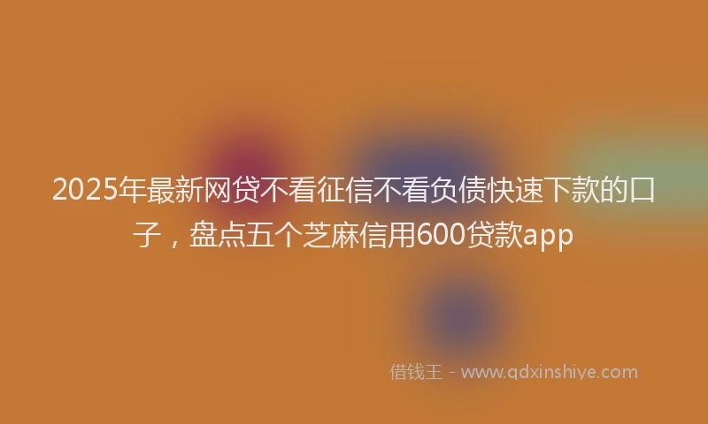 2025年最新网贷不看征信不看负债快速下款的口子，盘点五个芝麻信用600贷款app