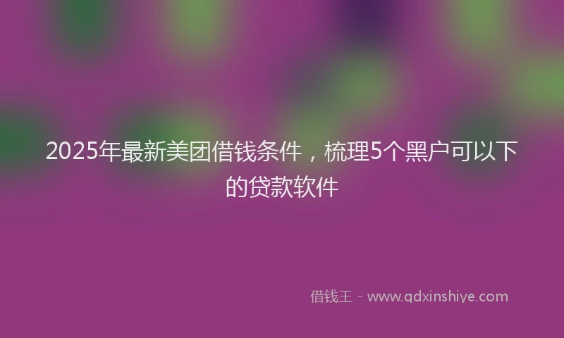 2025年最新美团借钱条件，梳理5个黑户可以下的贷款软件