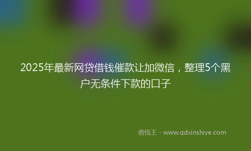 2025年最新网贷借钱催款让加微信，整理5个黑户无条件下款的口子