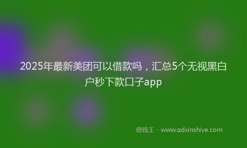 2025年最新美团可以借款吗，汇总5个无视黑白户秒下款口子app