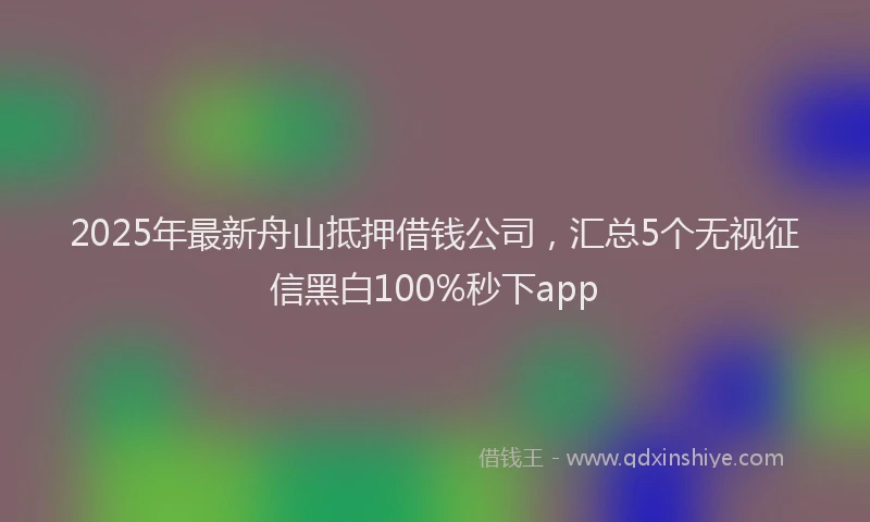 2025年最新舟山抵押借钱公司，汇总5个无视征信黑白100%秒下app