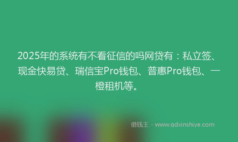 2025年的系统有不看征信的吗网贷有：私立签、现金快易贷、瑞信宝Pro钱包、普惠Pro钱包、一橙租机等。
