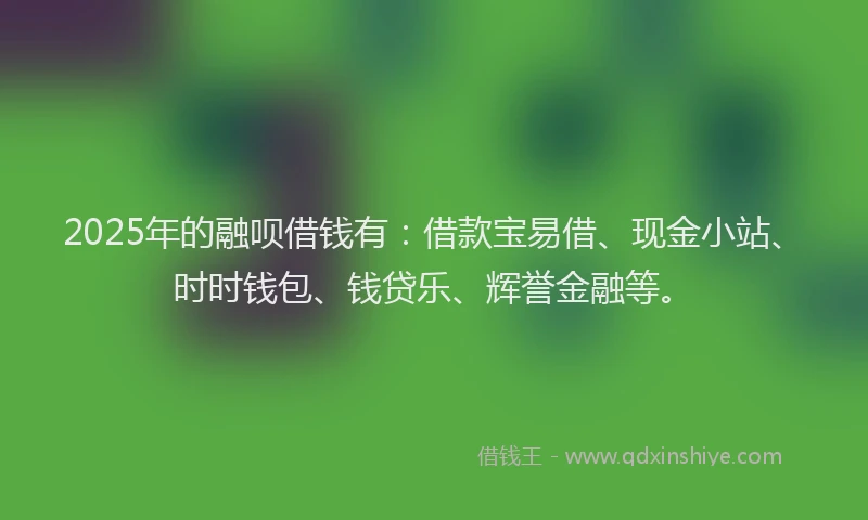 2025年的融呗借钱有:借款宝易借、现金小站、时时钱包、钱贷乐、辉誉金融等。