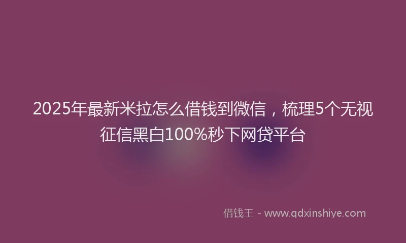 2025年最新米拉怎么借钱到微信，梳理5个无视征信黑白100%秒下网贷平台