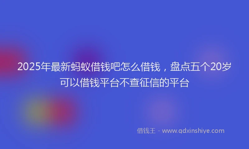 2025年最新蚂蚁借钱吧怎么借钱，盘点五个20岁可以借钱平台不查征信的平台