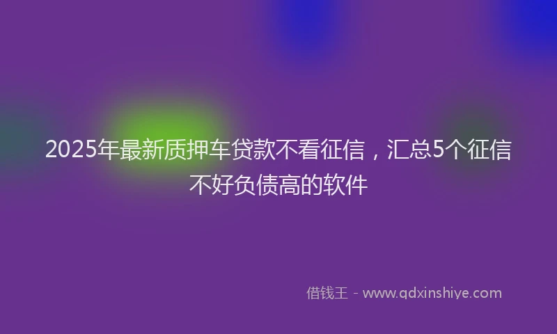 2025年最新质押车贷款不看征信，汇总5个征信不好负债高的软件