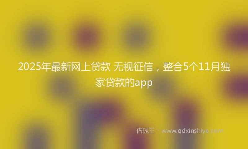 2025年最新网上贷款 无视征信，整合5个11月独家贷款的app