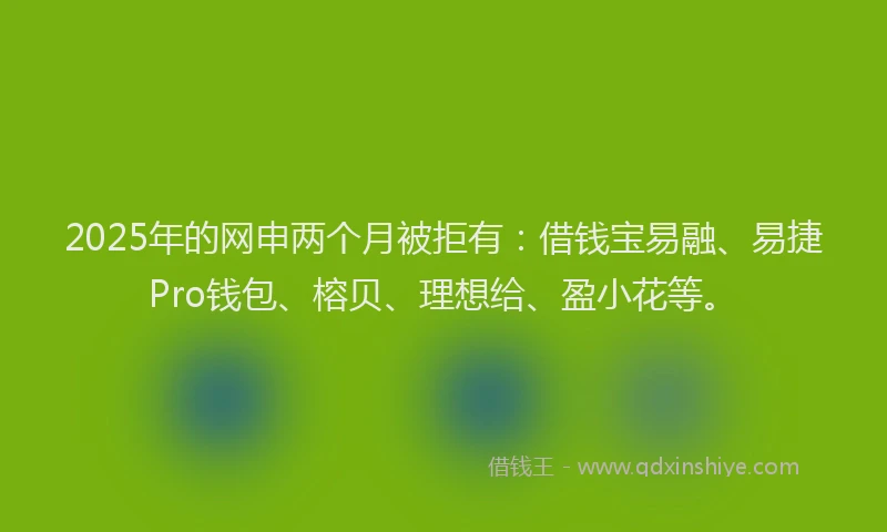 2025年的网申两个月被拒有:借钱宝易融、易捷Pro钱包、榕贝、理想给、盈小花等。
