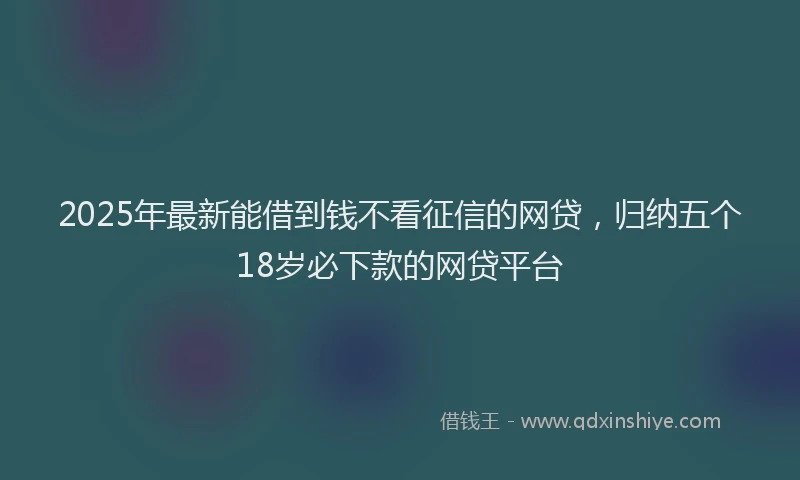 2025年最新能借到钱不看征信的网贷,归纳五个18岁必下款的网贷平台