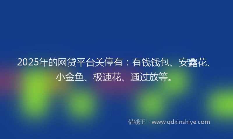 2025年的网贷平台关停有：有钱钱包、安鑫花、小金鱼、极速花、通过放等。