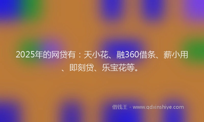 2025年的网贷有：天小花、融360借条、薪小用、即刻贷、乐宝花等。