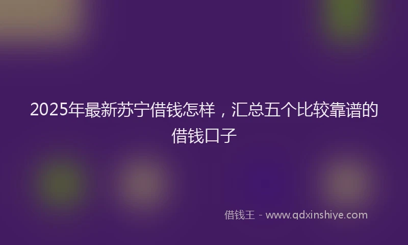 2025年最新苏宁借钱怎样，汇总五个比较靠谱的借钱口子