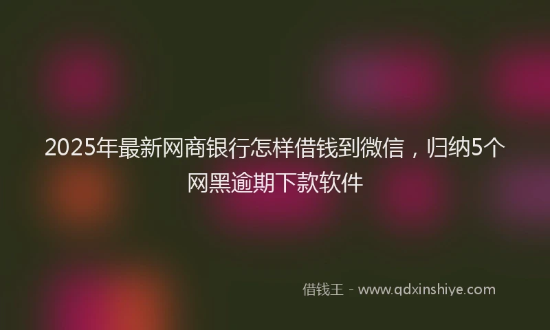 2025年最新网商银行怎样借钱到微信，归纳5个网黑逾期下款软件