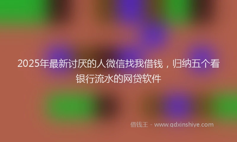 2025年最新讨厌的人微信找我借钱，归纳五个看银行流水的网贷软件