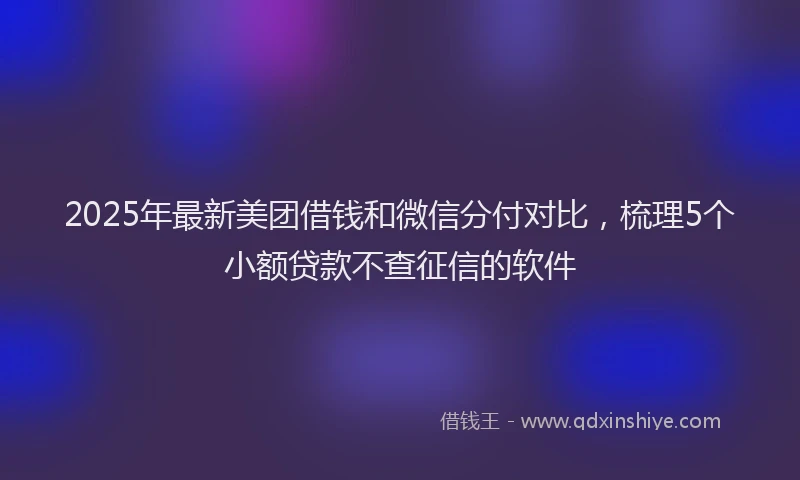2025年最新美团借钱和微信分付对比，梳理5个小额贷款不查征信的软件
