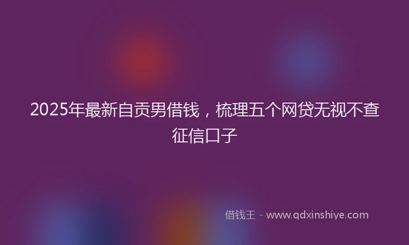 2025年最新自贡男借钱，梳理五个网贷无视不查征信口子