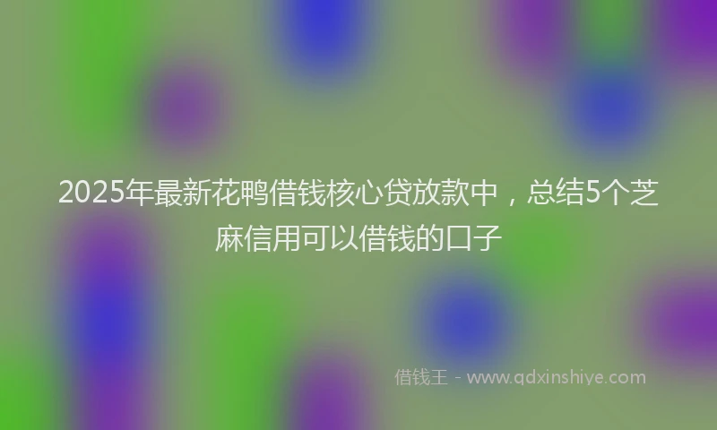 2025年最新花鸭借钱核心贷放款中，总结5个芝麻信用可以借钱的口子