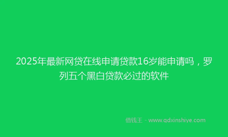 2025年最新网贷在线申请贷款16岁能申请吗，罗列五个黑白贷款必过的软件