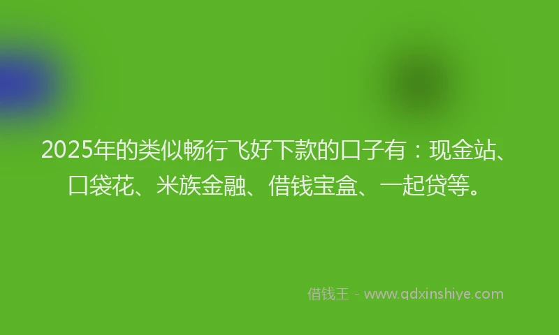 2025年的类似畅行飞好下款的口子有：现金站、口袋花、米族金融、借钱宝盒、一起贷等。